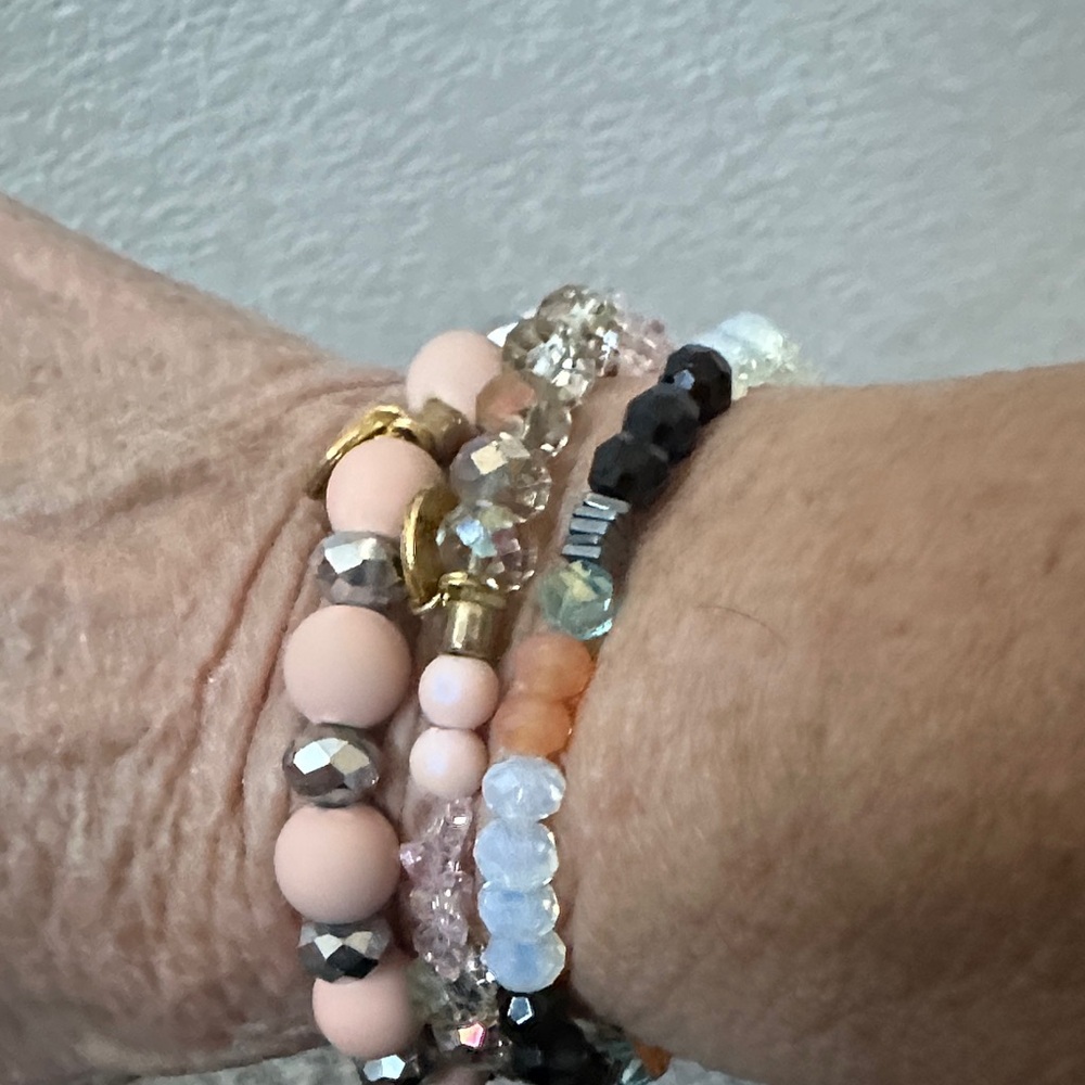 Erimish Blush pink and Gold Beaded Bracelet Set